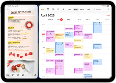 iPad Air displaying Notes app and Calendar app